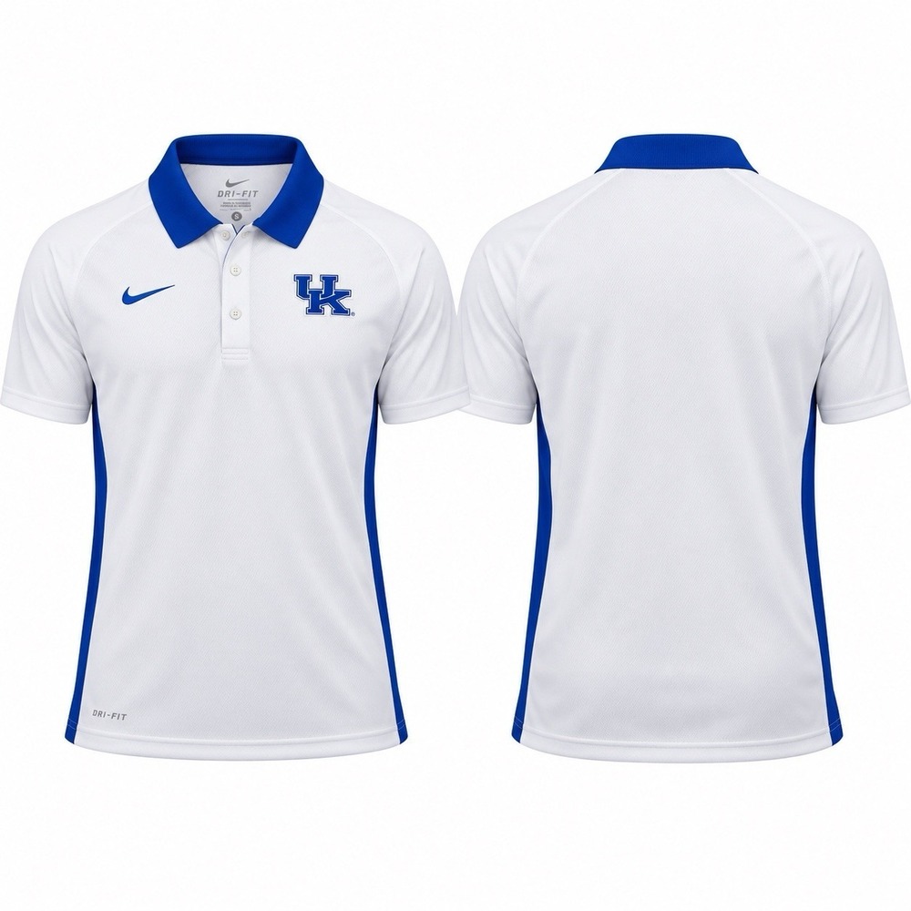 Nike Kentucky Wildcats Dri-FIT Polo Men’s Small White Blue UK 514279 New